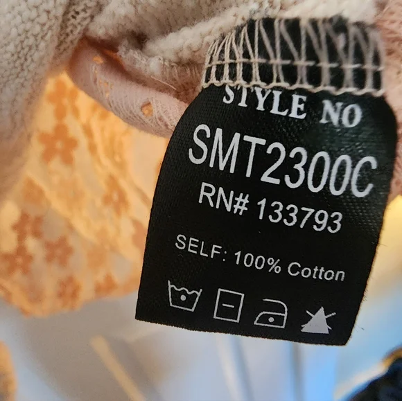 Pol Floral Lace Top Tee Cotton Size Large Pink & Cream Feminine Romantic - Picture 5 of 10